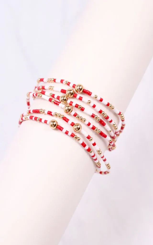 Seamus Beaded Bracelet Set RED
