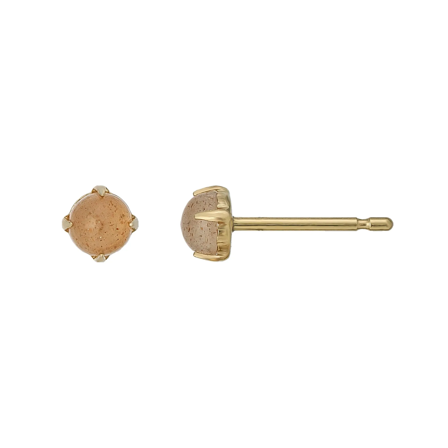 [Second Earrings] 18K Yellow Gold Orange Moonstone Cabochon Earrings