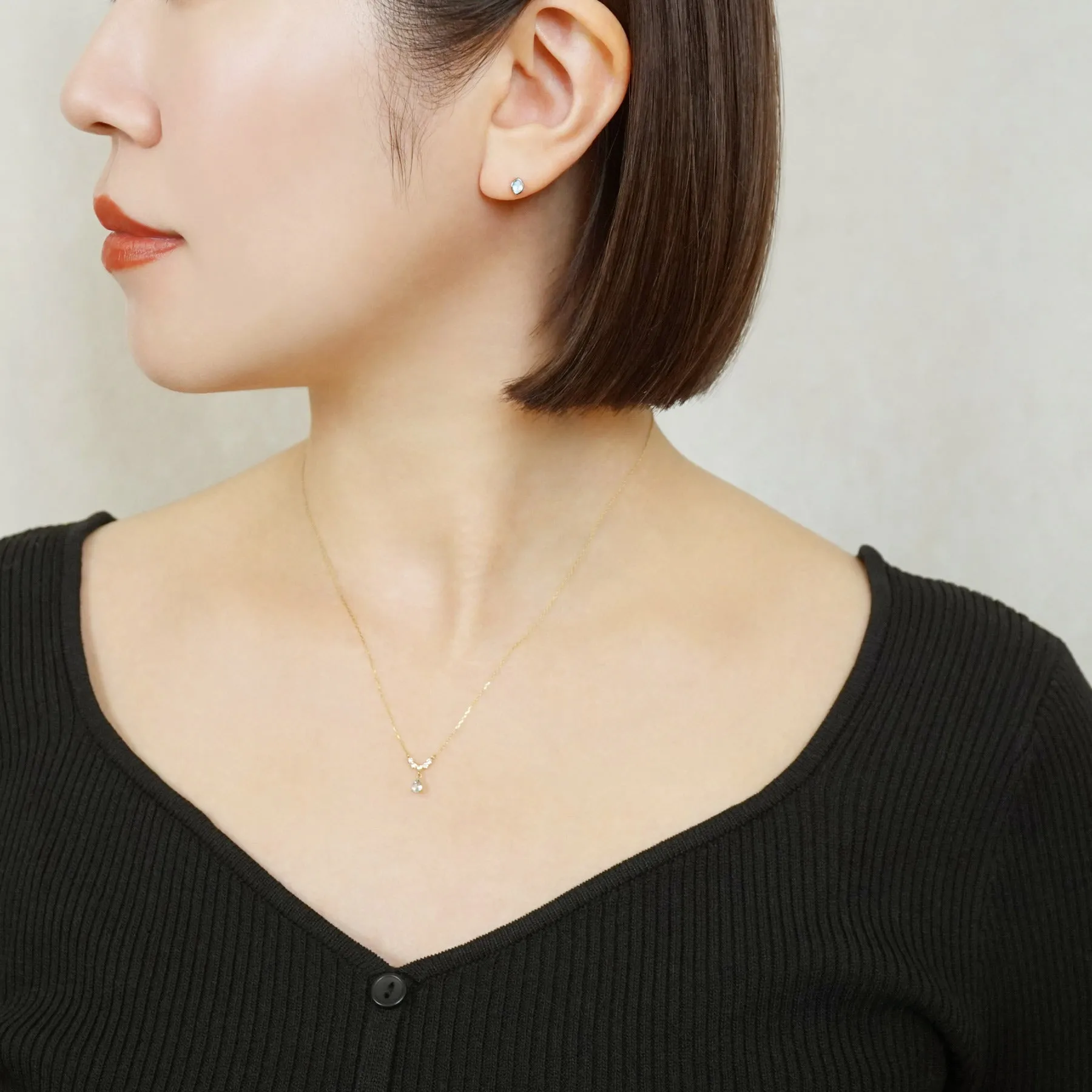 [Second Earrings] Platinum Blue Moonstone Marquise Earrings