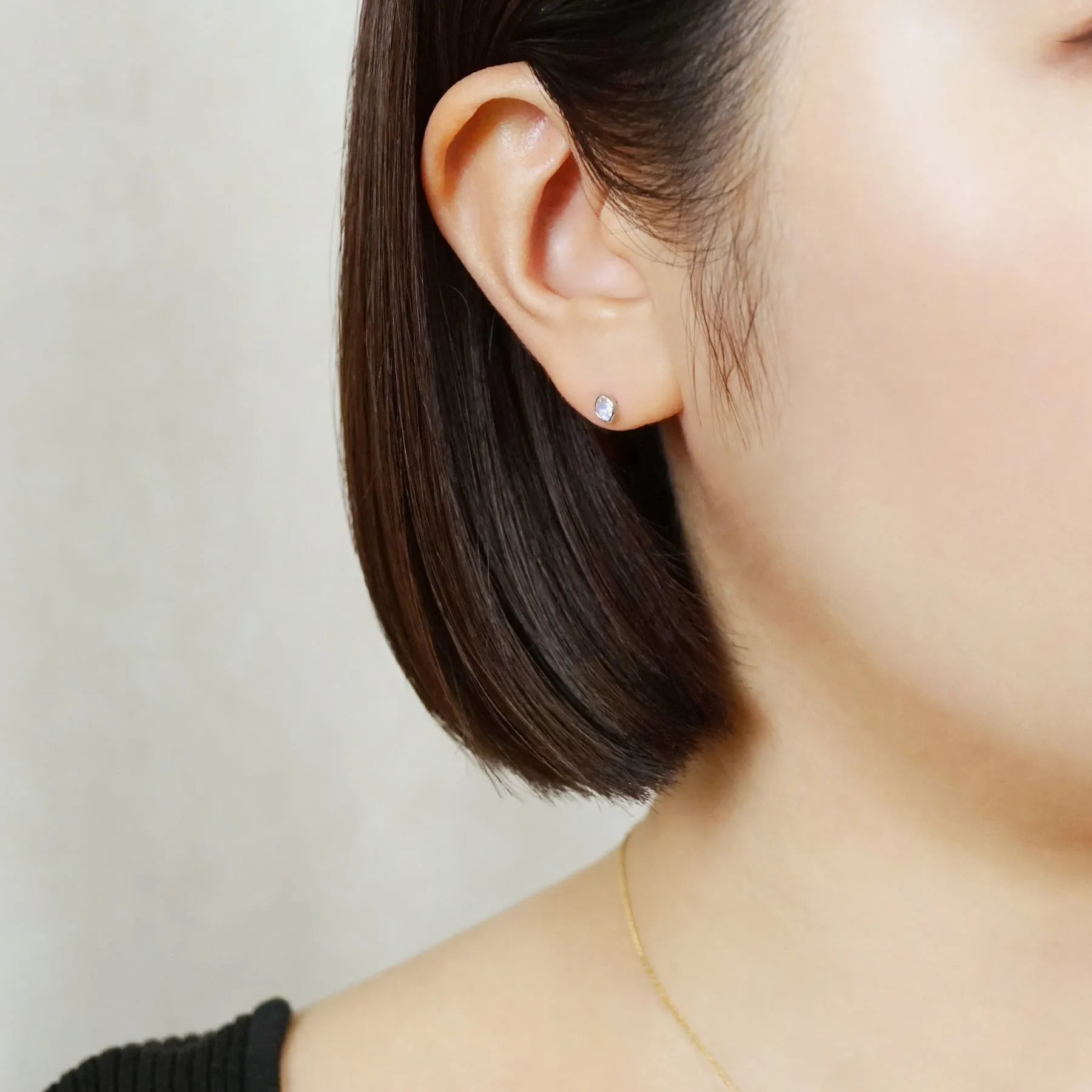 [Second Earrings] Platinum Blue Moonstone Marquise Earrings