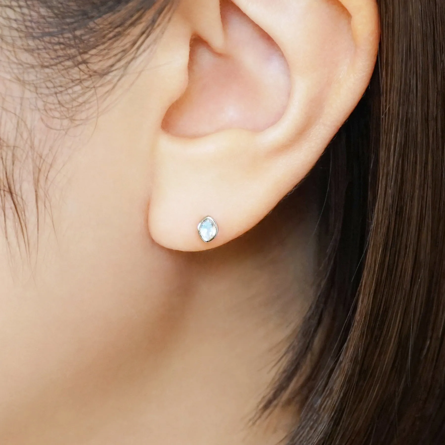 [Second Earrings] Platinum Blue Moonstone Marquise Earrings