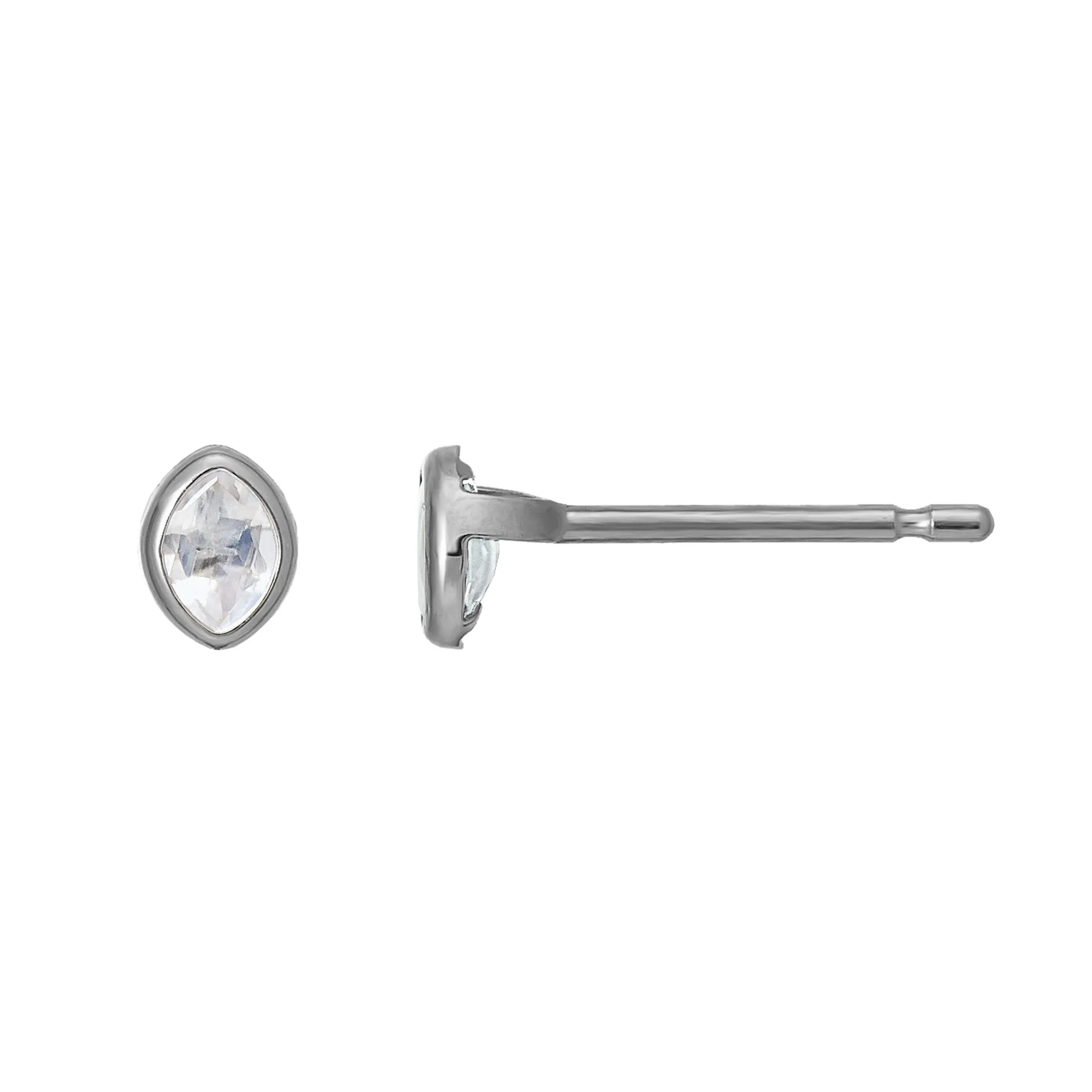 [Second Earrings] Platinum Blue Moonstone Marquise Earrings