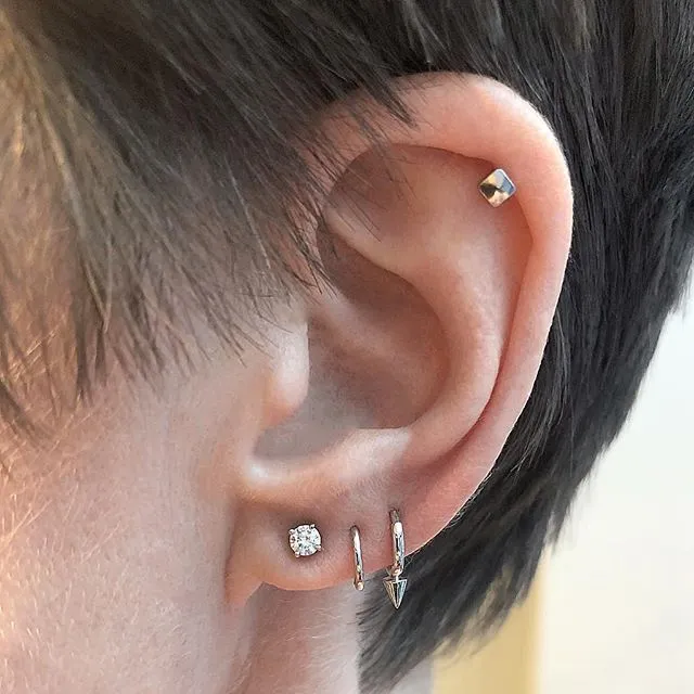 Single Spike Non-Rotating Earring by Maria Tash in White Gold