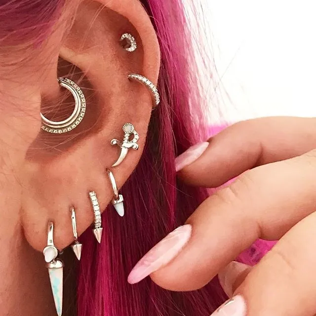 Single Spike Non-Rotating Earring by Maria Tash in White Gold