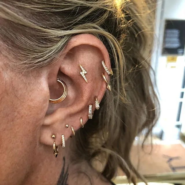Single Spike Non-Rotating Earring by Maria Tash in White Gold
