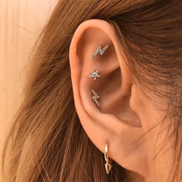 Single Spike Non-Rotating Earring by Maria Tash in White Gold