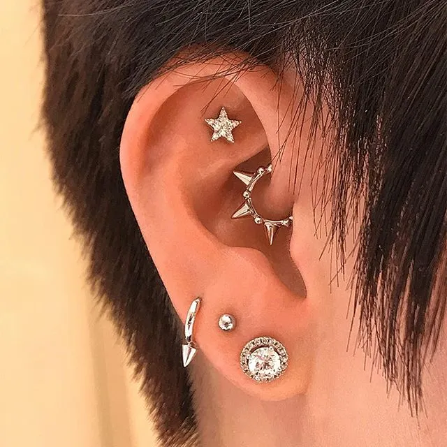 Single Spike Non-Rotating Earring by Maria Tash in White Gold
