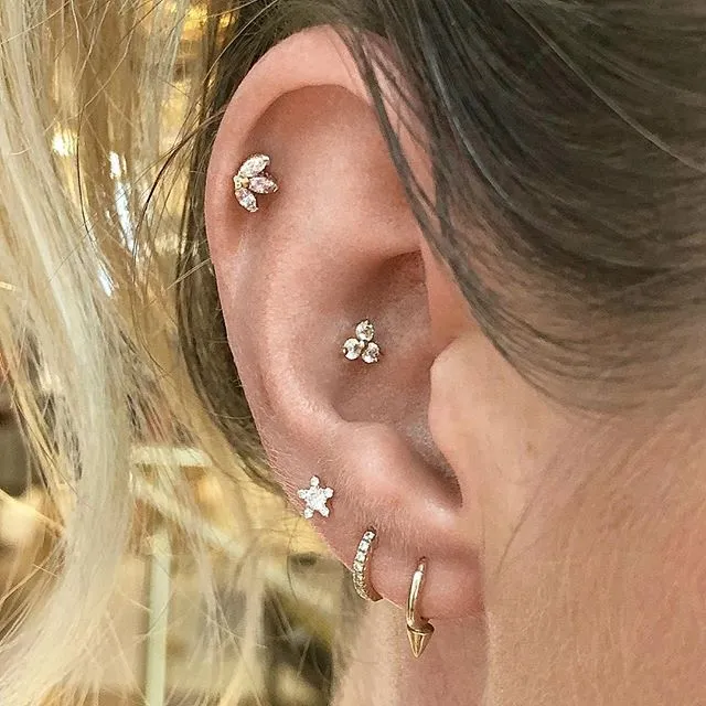 Single Spike Non-Rotating Earring by Maria Tash in White Gold