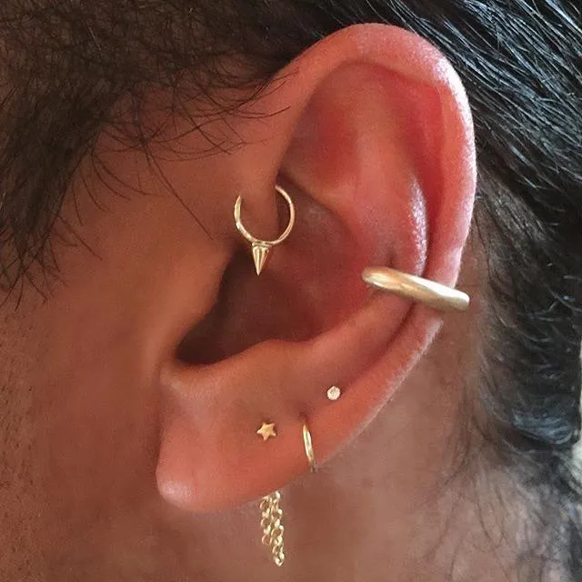 Single Spike Non-Rotating Earring by Maria Tash in White Gold