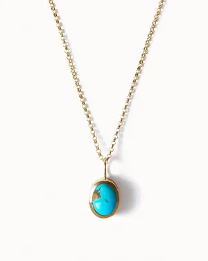 Solid Gold Turquoise Gemstone Necklace