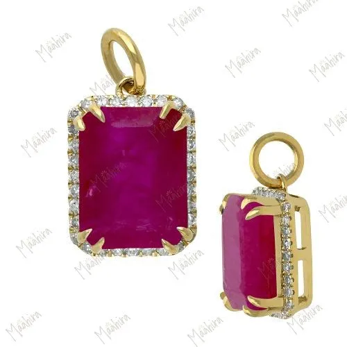 Square Diamond & Emerald Charm