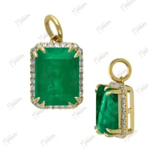 Square Diamond & Emerald Charm