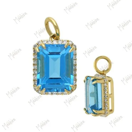 Square Diamond & Emerald Charm