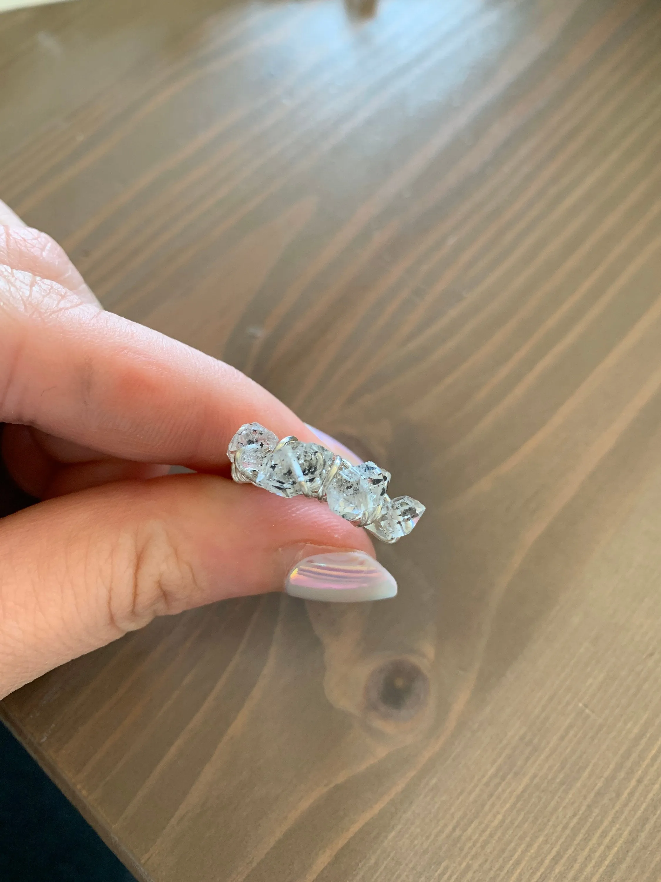 Stackable Wire Wrapped Ring | Herkimer Diamond