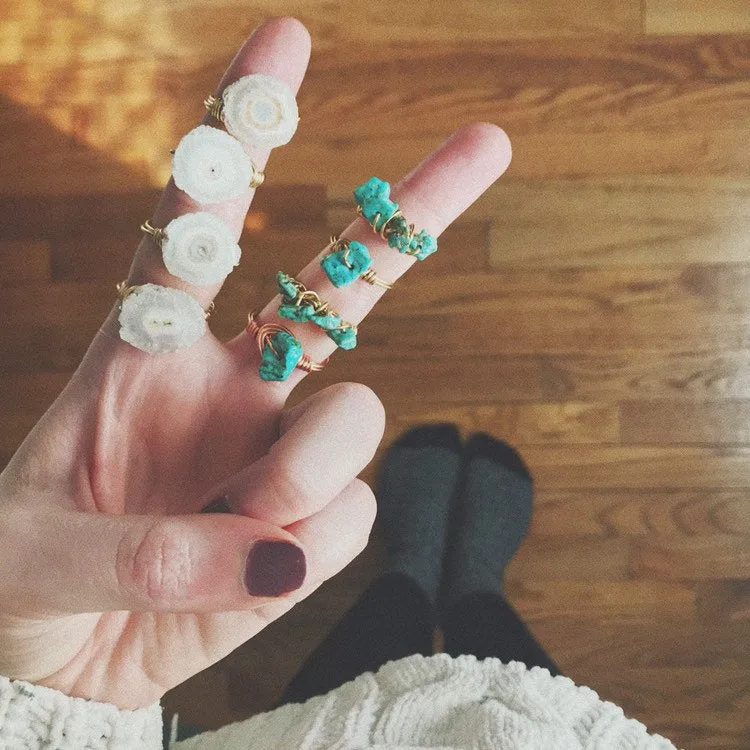 Stackable Wire Wrapped Ring | Turquoise