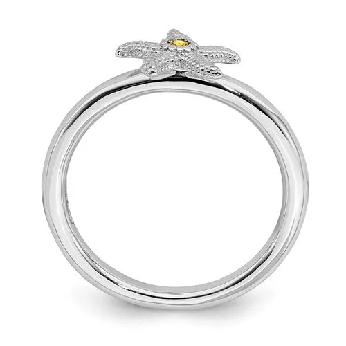 Sterling Silver Stackable Expressions Citrine Starfish Ring