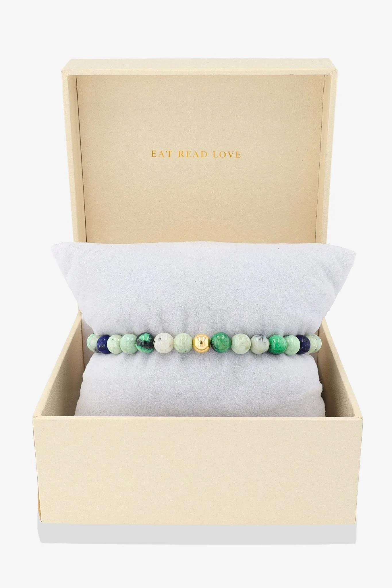 Taurus Green Garnet and Lapis Lazuli Crystal Bracelet with REAL Gold
