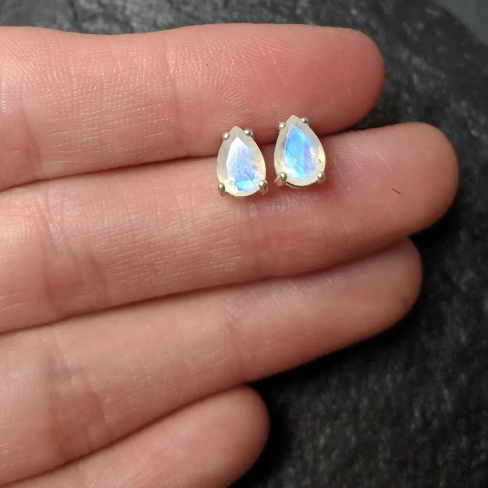 Teardrop Moonstone Stud Earrings