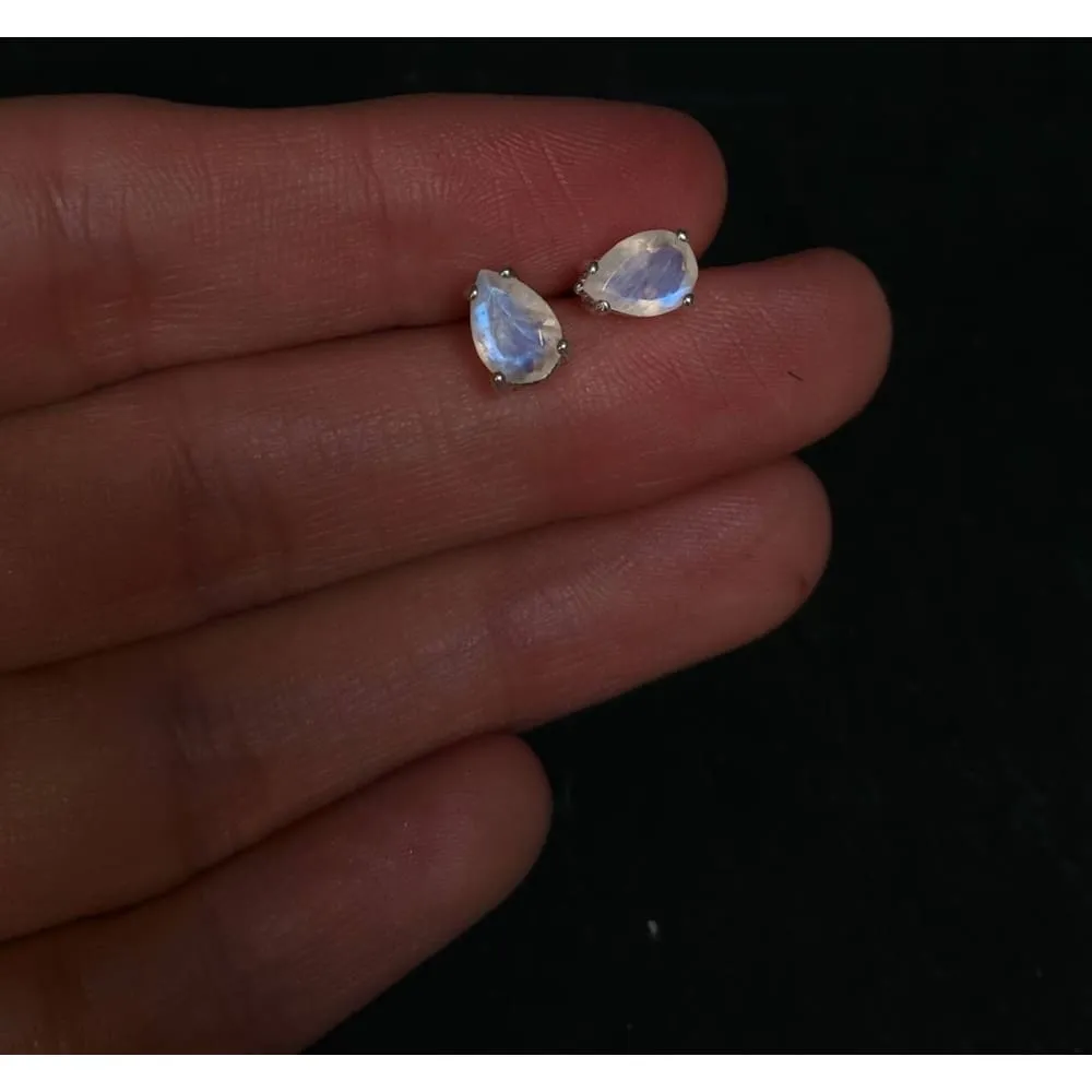 Teardrop Moonstone Stud Earrings
