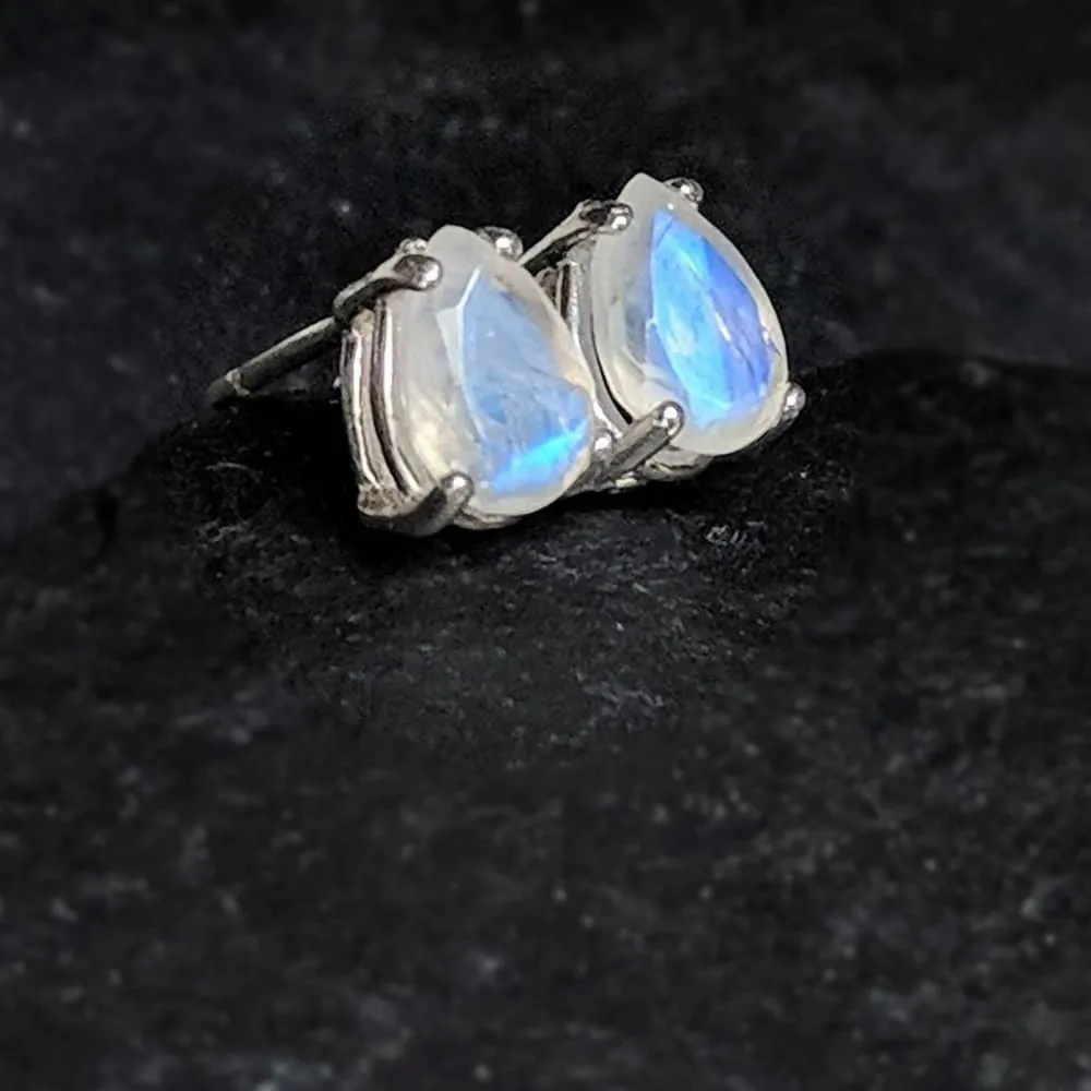 Teardrop Moonstone Stud Earrings