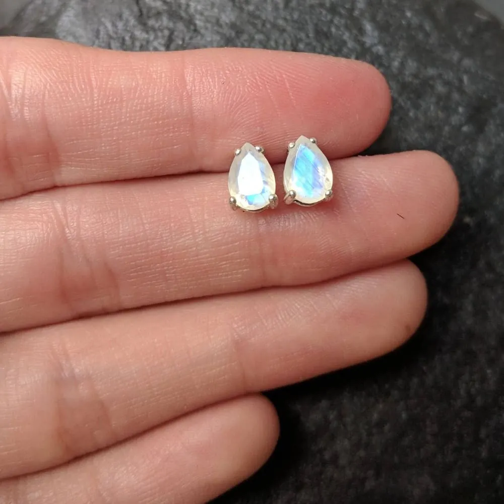 Teardrop Moonstone Stud Earrings