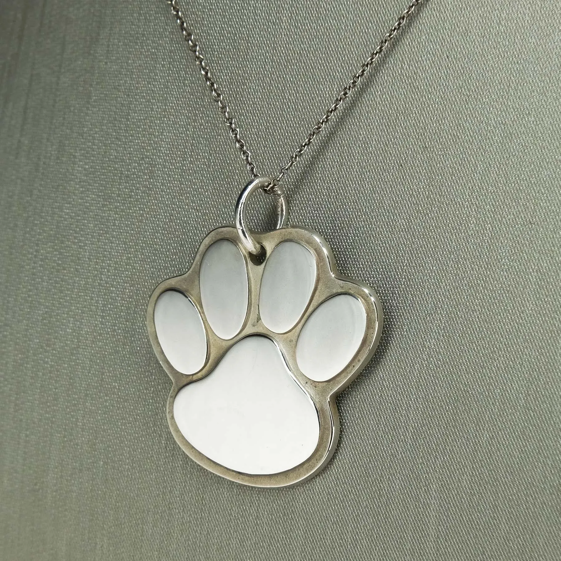 Tiffany & Co. Dog Paw Pendant Necklace in Sterling Silver