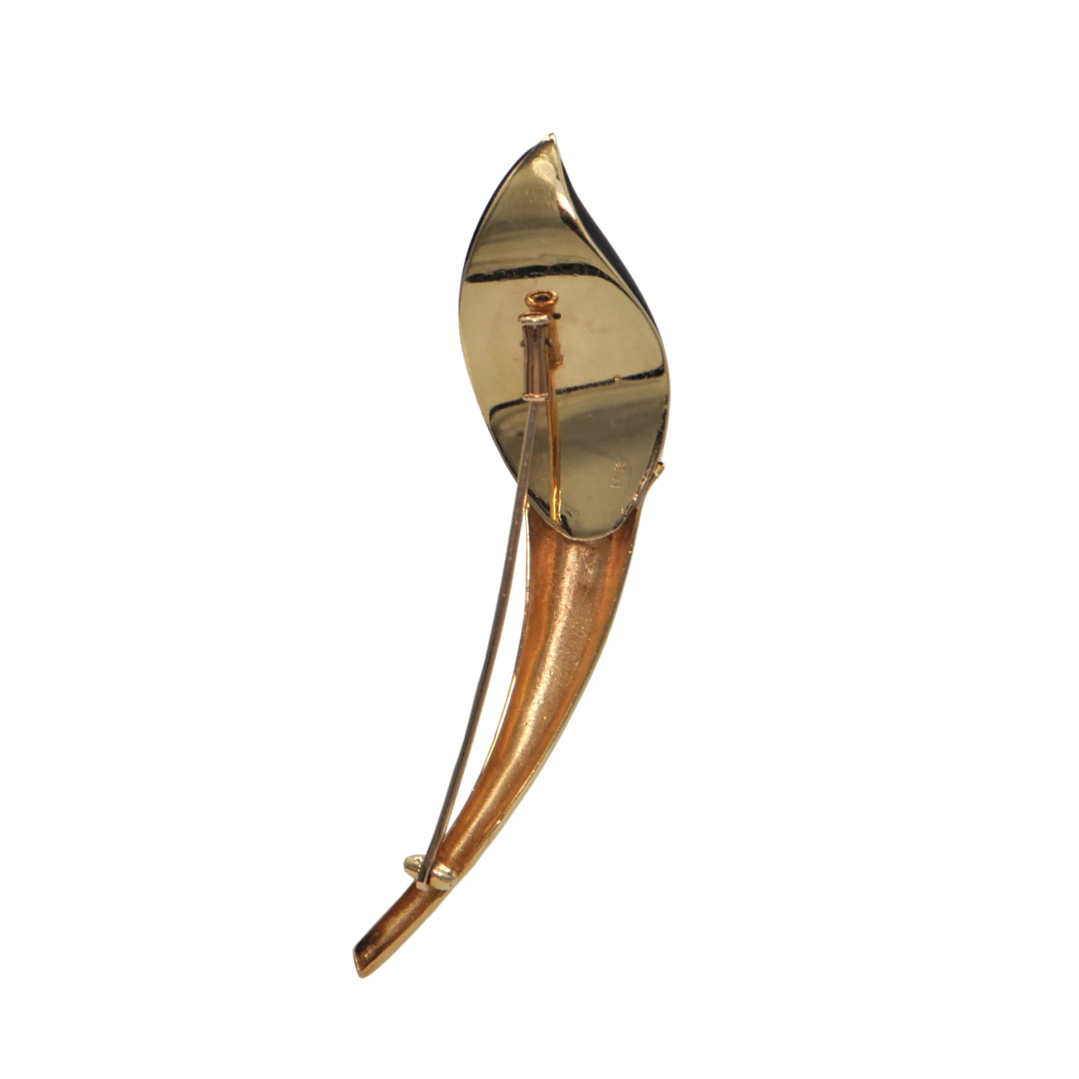 Vintage 'Bellarri' Diamond and Onyx 18K Gold Tulip Bud Brooch