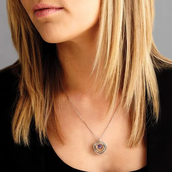 White and Rose Gold Amethyst Pendant