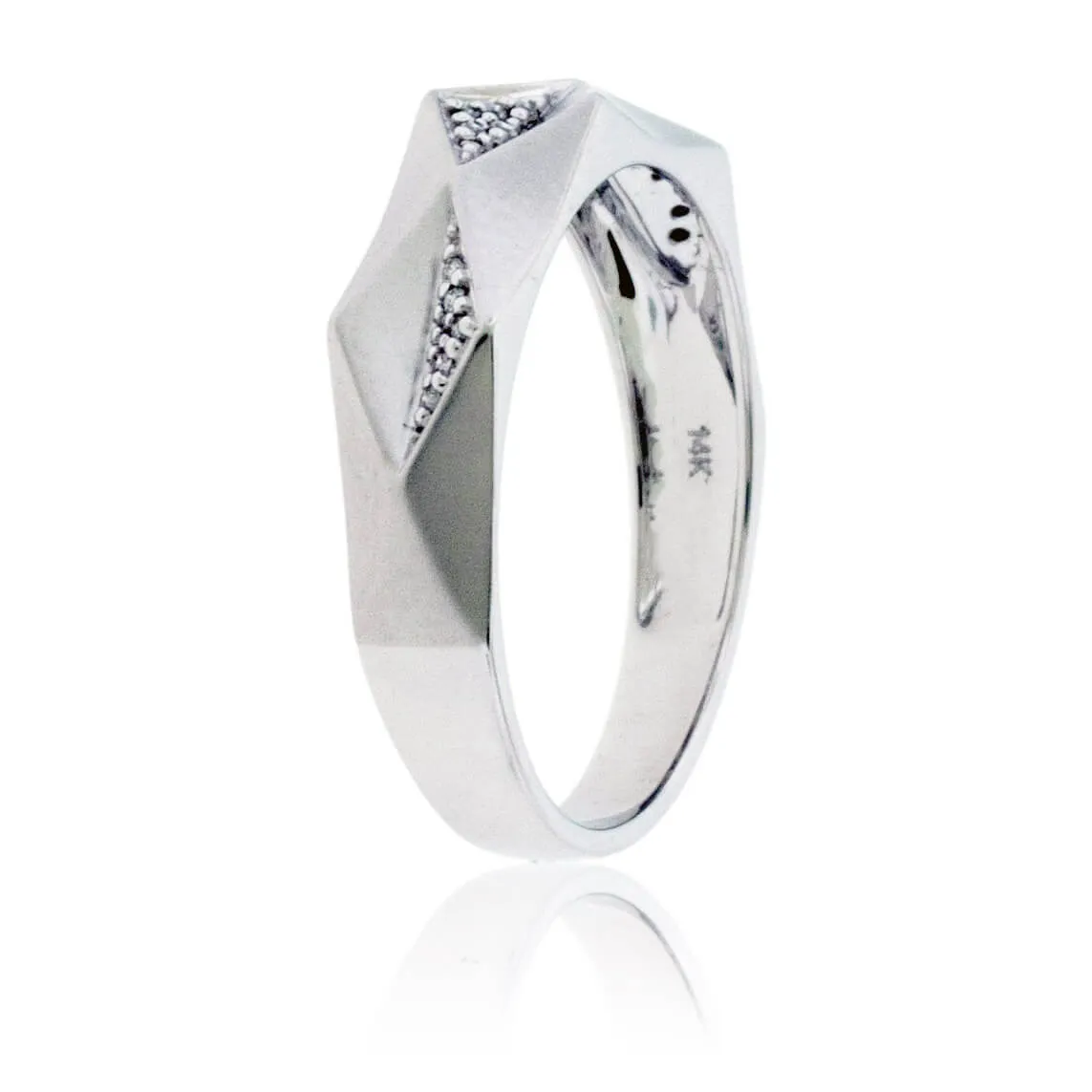 White Gold Geometric Style Diamond Band