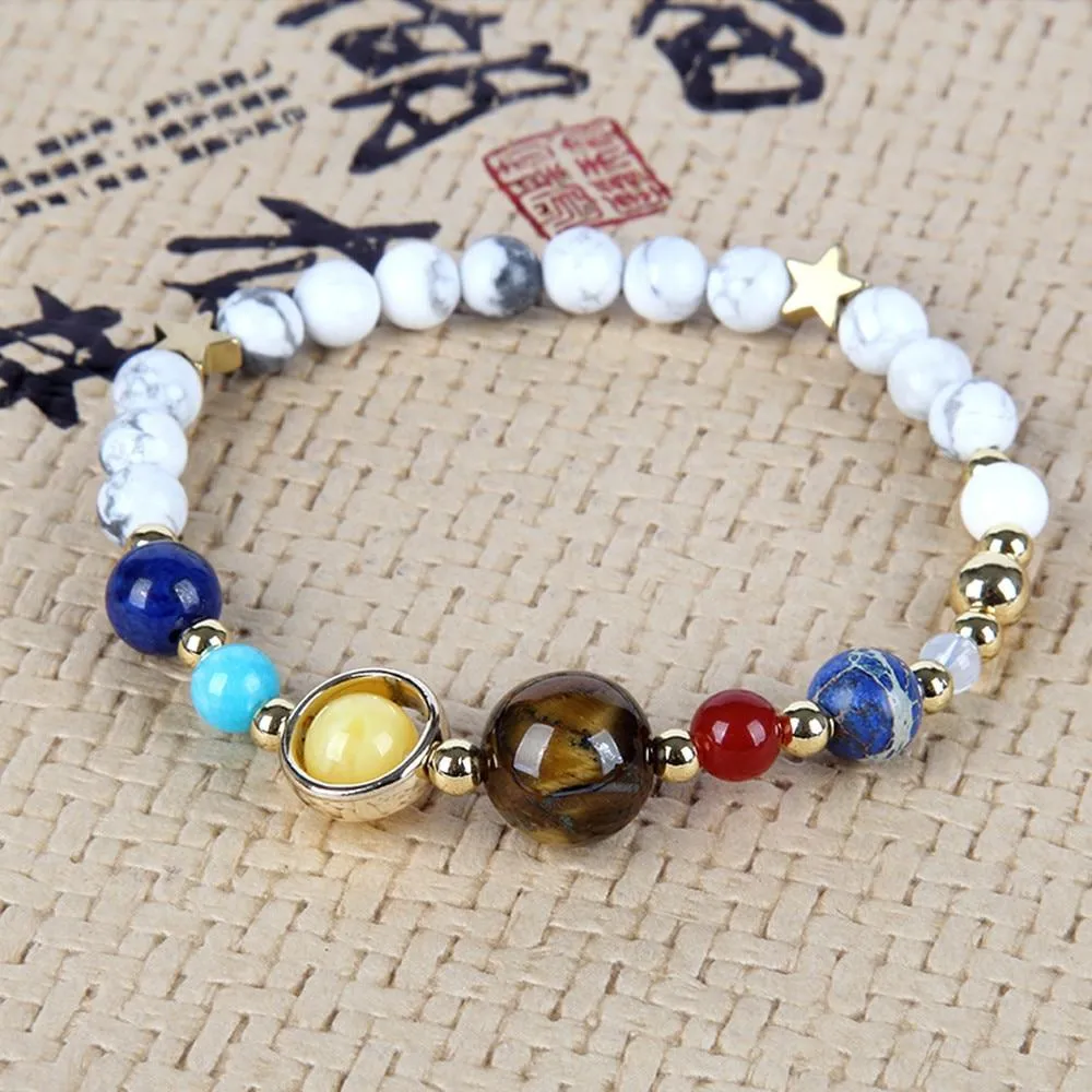 White Marble Universe Planets Bracelet