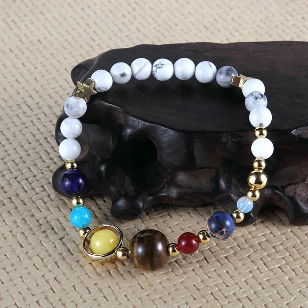 White Marble Universe Planets Bracelet