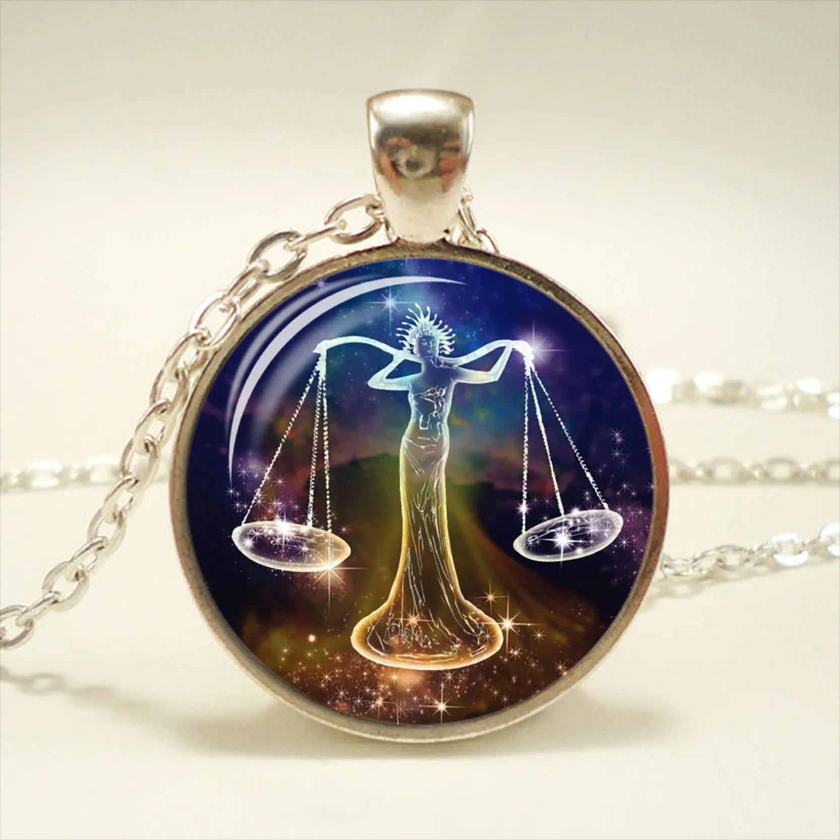 Zodiac Glass Pendant Necklace