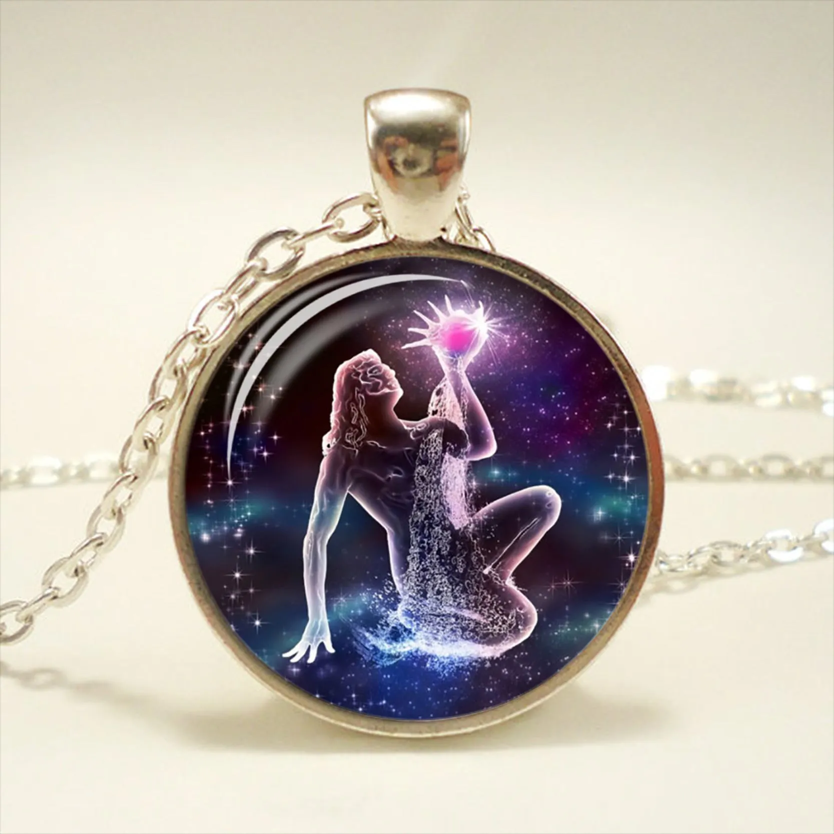 Zodiac Glass Pendant Necklace