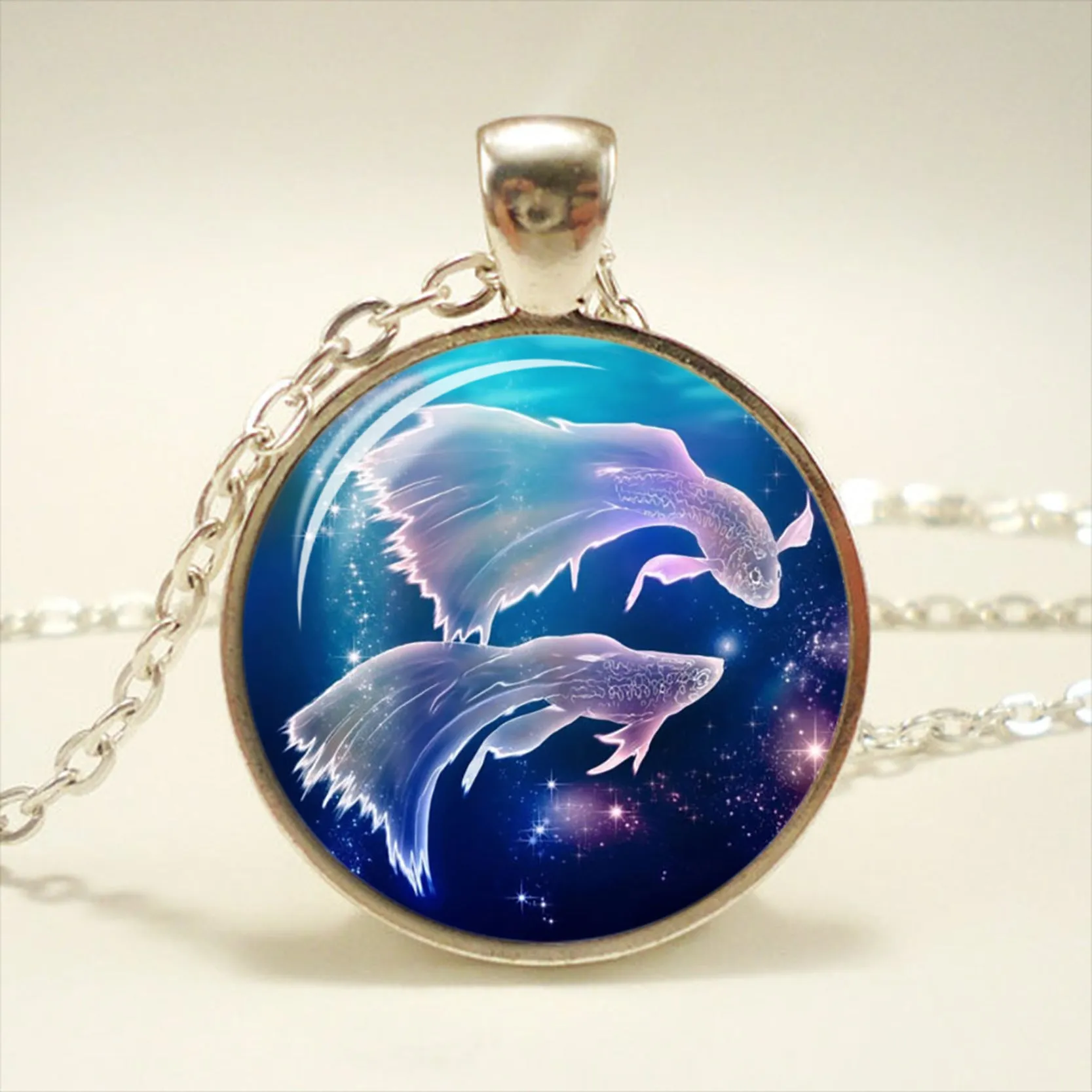 Zodiac Glass Pendant Necklace