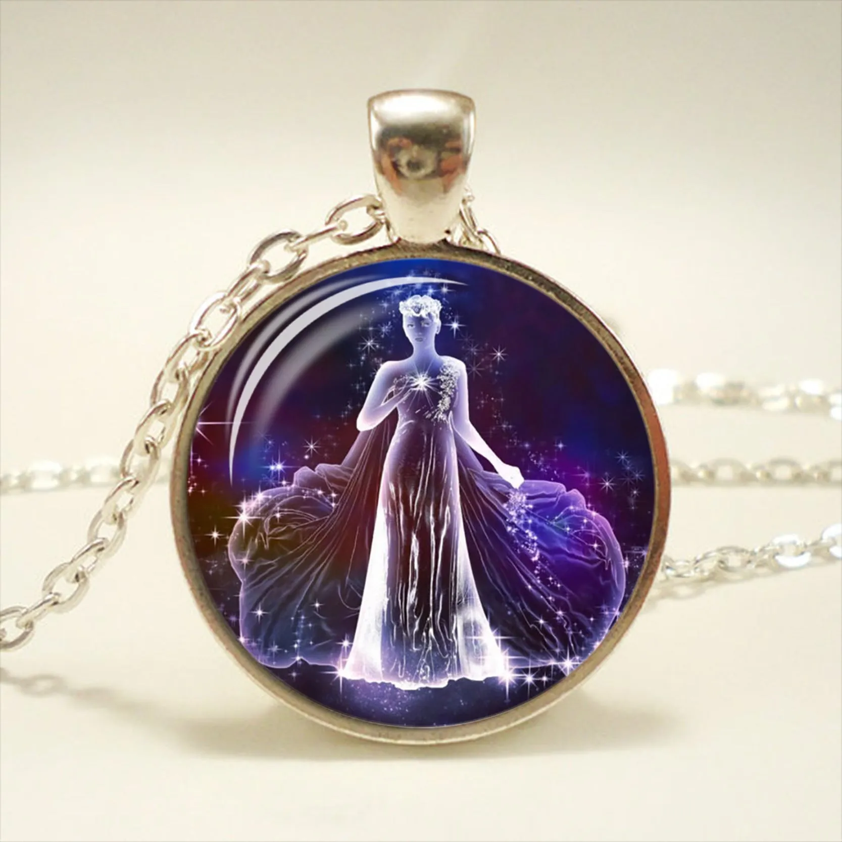 Zodiac Glass Pendant Necklace