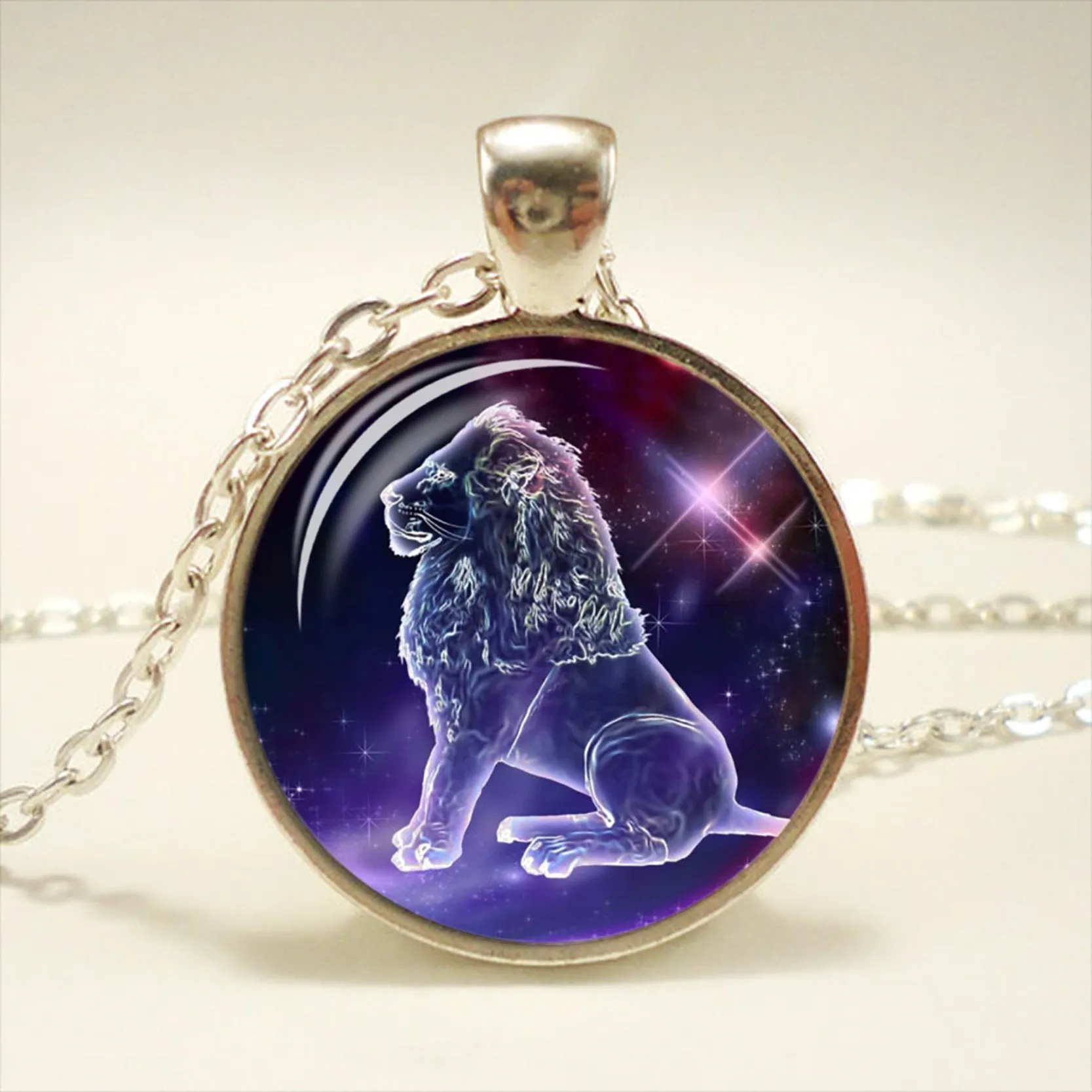 Zodiac Glass Pendant Necklace