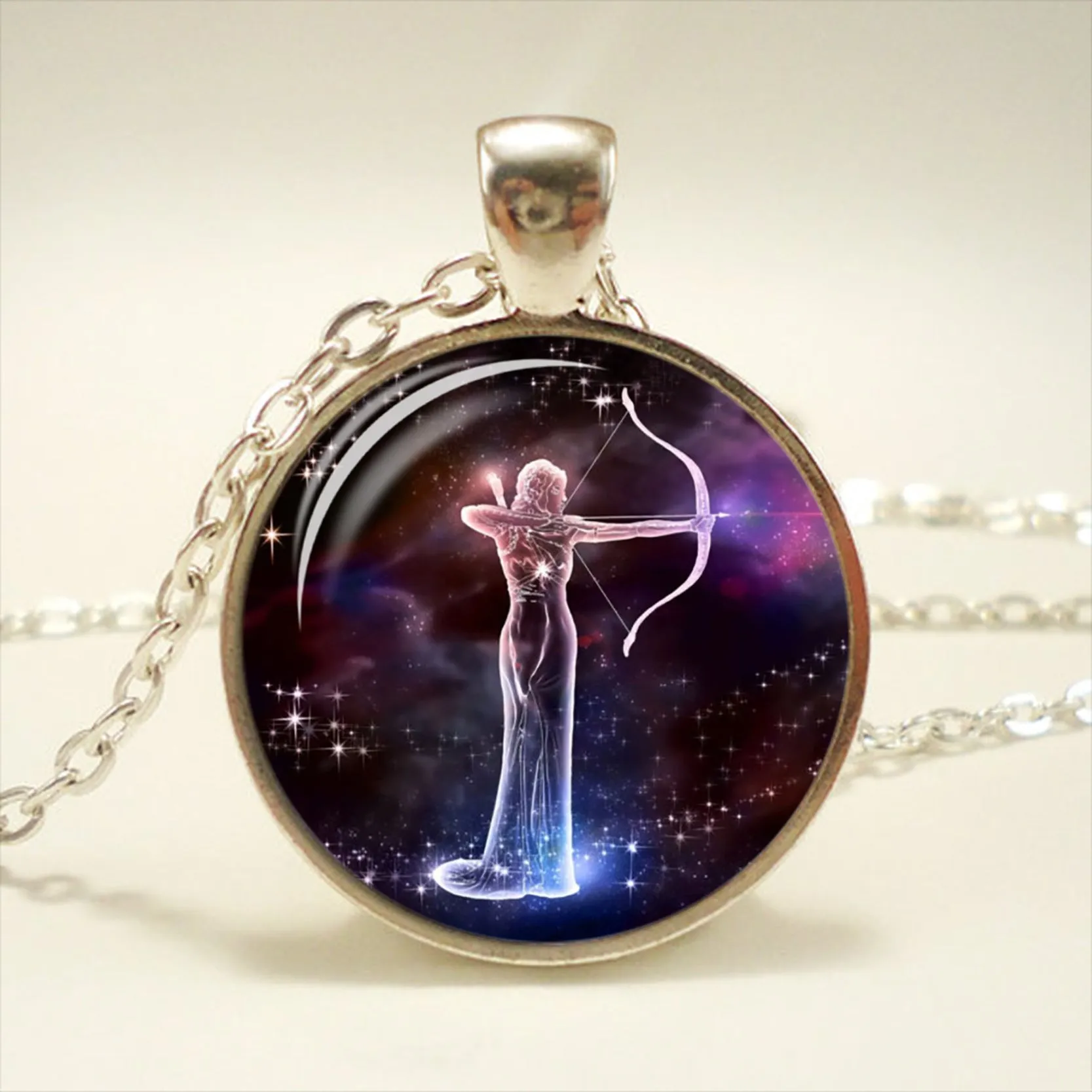 Zodiac Glass Pendant Necklace